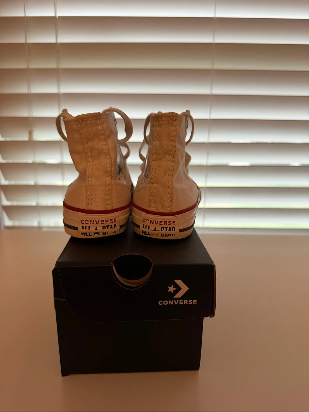 Converse Toddler High Top Sneakers in Off-White with Red Accent